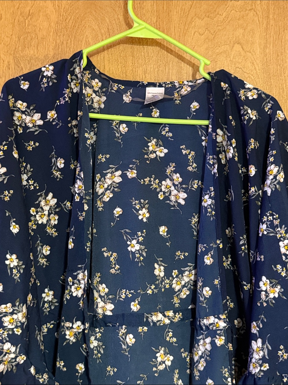 Navy Floral Ruffle Kimono - Picture 4 of 6